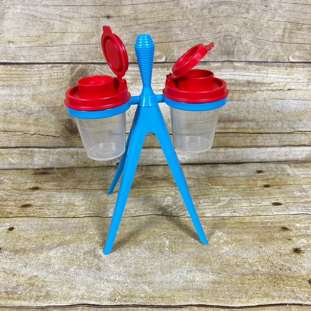 Tupperware Tupper Mini Salt and Pepper Shaker Set with Caddy Toothpick Holder